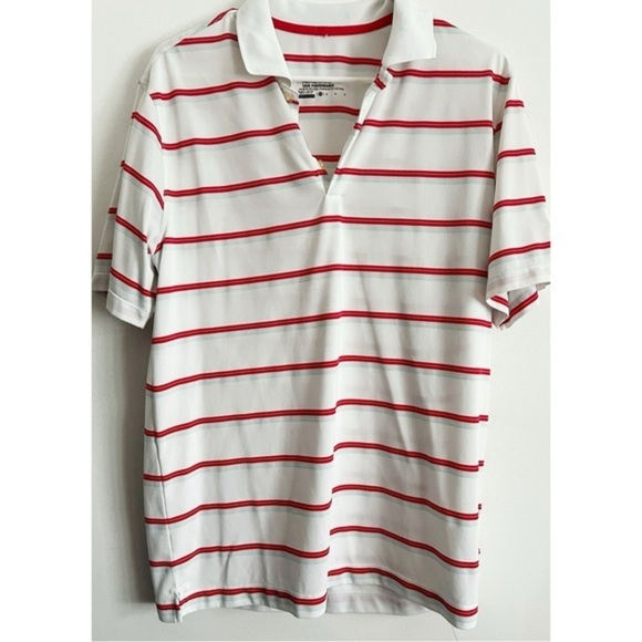 Nike • White Red Blue Stripe Golf Polo - Picture 1 of 5